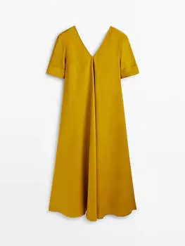 Платье Massimo Dutti Linen Kaftan, горчичный