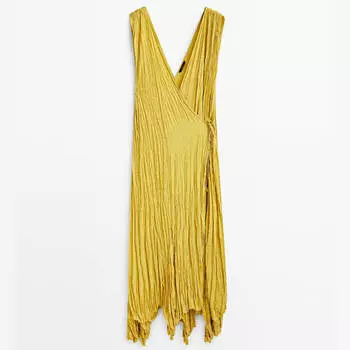 Платье Massimo Dutti Pleated Wrap, желтый