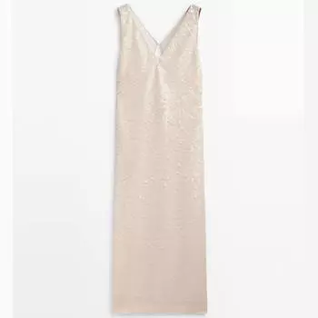 Платье Massimo Dutti Sequinned, кремовый