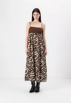 Платье макси BABYDOLL TIE BACK MAXI DRESS Abercrombie & Fitch, коричневый