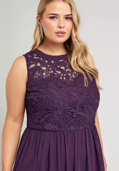 Платье макси BODICE Yours Clothing, темно-фиолетовый