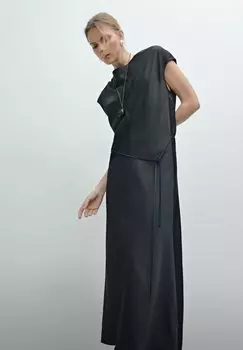 Платье макси FLUID Massimo Dutti, темно-синий