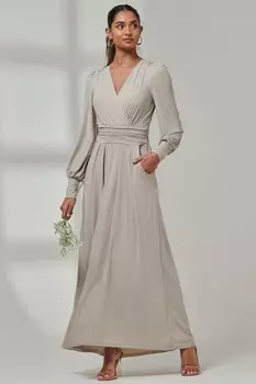 Платье макси Giulia с длинными рукавами Jolie Moi, серый