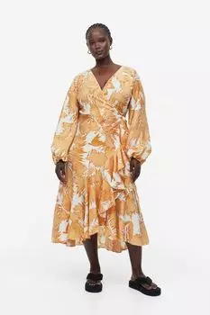 Платье макси H&M, кремовый/бежевый с рисунком