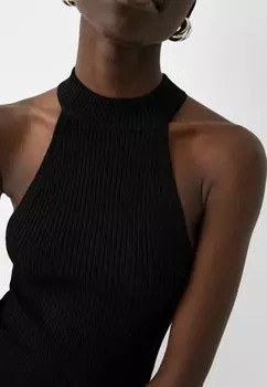 Платье макси Halter Bershka, черное