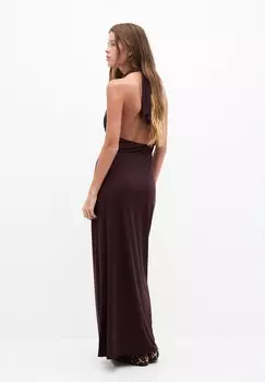 Платье макси HALTER MIDI PULL&BEAR, темно-фиолетовый