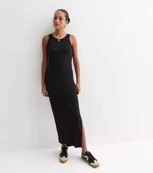 Платье макси из джерси с черным топом в рубчик для девочек New Look, черный