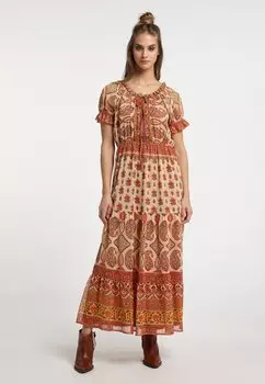 Платье макси MIT ALLOVER PRINT usha, оранжевый
