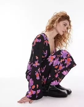 Платье макси прямого кроя Topshop Lea с цветочным принтом