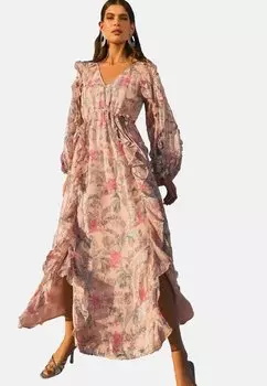 Платье макси REGULAR FIT - PRINTED RUFFLE V-NECK Love & Roses, розовый