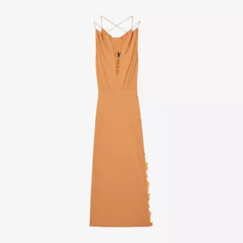 Платье макси Reiss x Atelier из джерси без рукавов с разрезом, синий