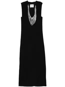 Платье макси с бахромой Jil Sander, черный