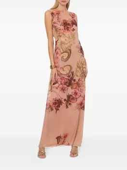Платье макси с цветочным принтом Alberta Ferretti, розовый