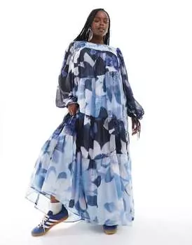 Платье макси с цветочным принтом ASOS DESIGN Curve