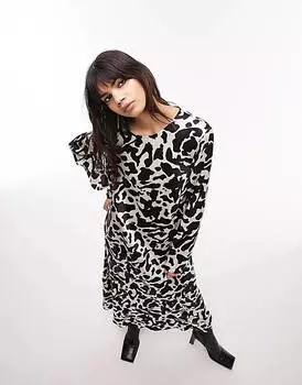 Платье макси с длинными рукавами и принтом премиум-класса Topshop Lea