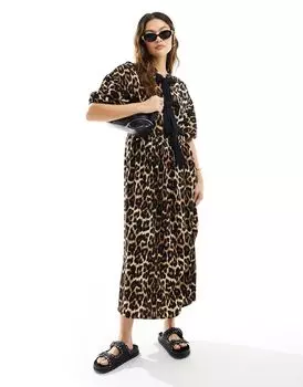Платье макси с леопардовым принтом ASOS DESIGN