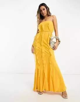 Платье-макси с оборками Asos Design, оранжевый