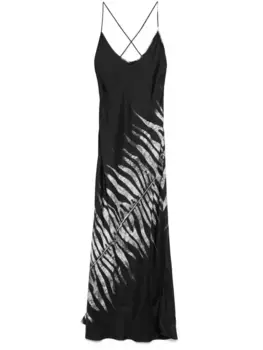 Платье макси с принтом Tigress Roberto Cavalli, черный