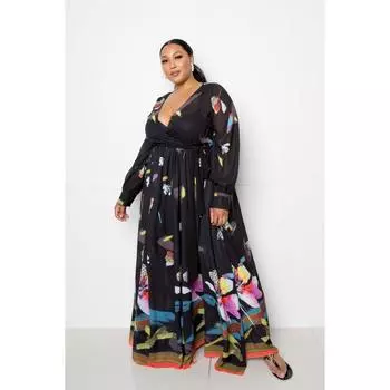 Платье макси с тропическим принтом FASHNZFAB, цвет black multi