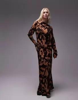 Платье макси с вырезом-лодочкой и принтом под панцирь черепахи Topshop