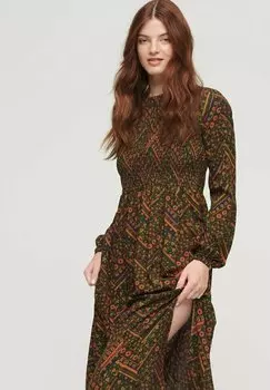 Платье макси Smocked Superdry, зеленый