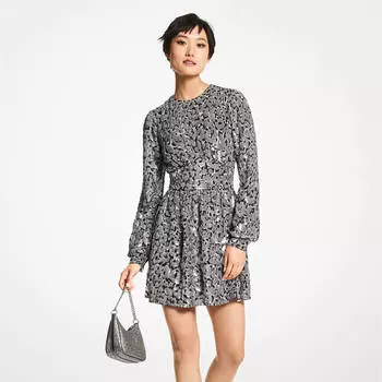 Платье Michael Michael Kors Sequined Leopard Print Georgette, серый