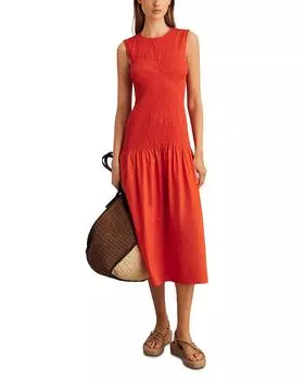 Платье миди Annabel с присборенной юбкой REISS, красный