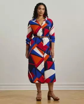 Платье миди больших размеров с принтом Lauren Ralph Lauren Woman, многоцветный