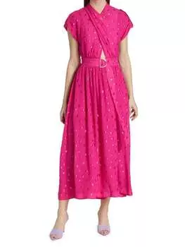 Платье миди Derek Lam 10 Crosby с поясом Celeste, hot pink