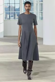 Платье миди годе ZARA, антрацитово-серый