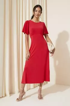 Платье миди Ity Flutter с короткими рукавами Friends Like These, красный