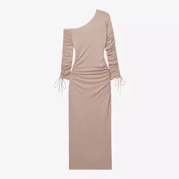 Платье-Миди из джерси Cyra на одно плечо с рюшами Reiss, красный