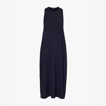 Платье миди из тканой смеси с круглым вырезом и без рукавов Weekend Max Mara, синий