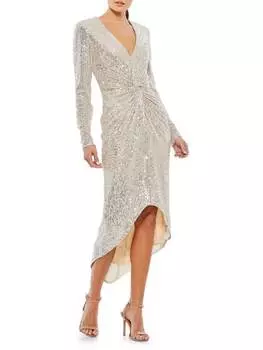 Платье миди Mac Duggal с пайетками twist, серебрянный