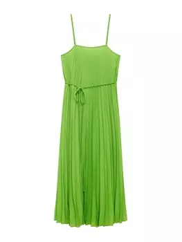 Платье миди MANGO Dress Fortuny7, лаймовый