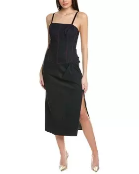 Платье-миди на тонких бретельках с корсетом Carolina Herrera, синий