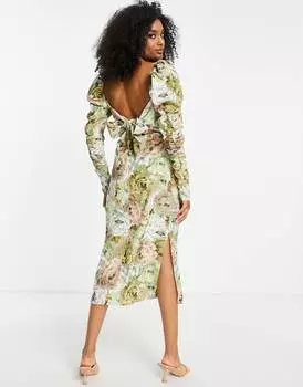 Платье миди с цветочным принтом ASOS DESIGN