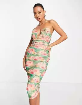 Платье миди с цветочным принтом ASOS DESIGN u wire