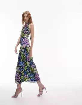 Платье миди с цветочным принтом Topshop