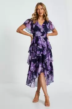 Платье миди с цветочным принтом в несколько слоев QUIZ Clothing