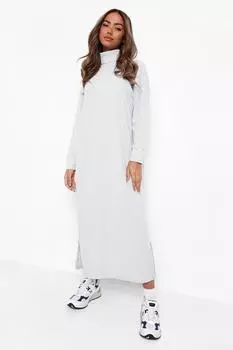 Платье миди с длинным рукавом Boohoo, серый
