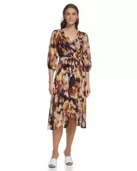 Платье миди с длинными рукавами Dkny, мультиколор
