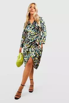 Платье миди с леопардовым принтом Boohoo, разноцветный
