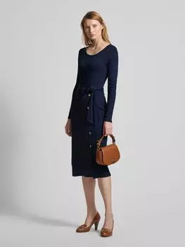 Платье миди с поясом на талии модель 'PARISSA' Lauren Ralph Lauren, темно-синий