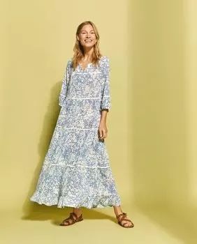 Платье миди с принтом Southern Cotton, синий