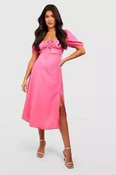 Платье миди с рукавами для материалов Boohoo, розовый