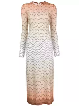 Платье миди с узором зигзаг Missoni, коричневый