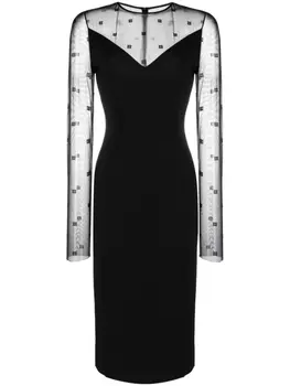 Платье миди с жаккардовым логотипом Givenchy, черный
