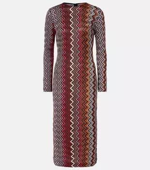 Платье миди с зигзагом Missoni, цвет multi black pink white rust