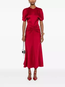 Платье миди со сборками Victoria Beckham, красный